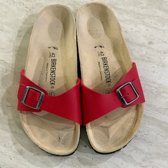 Birkenstock Shoes - Birkenstock Bold Red Buckle Sandals
